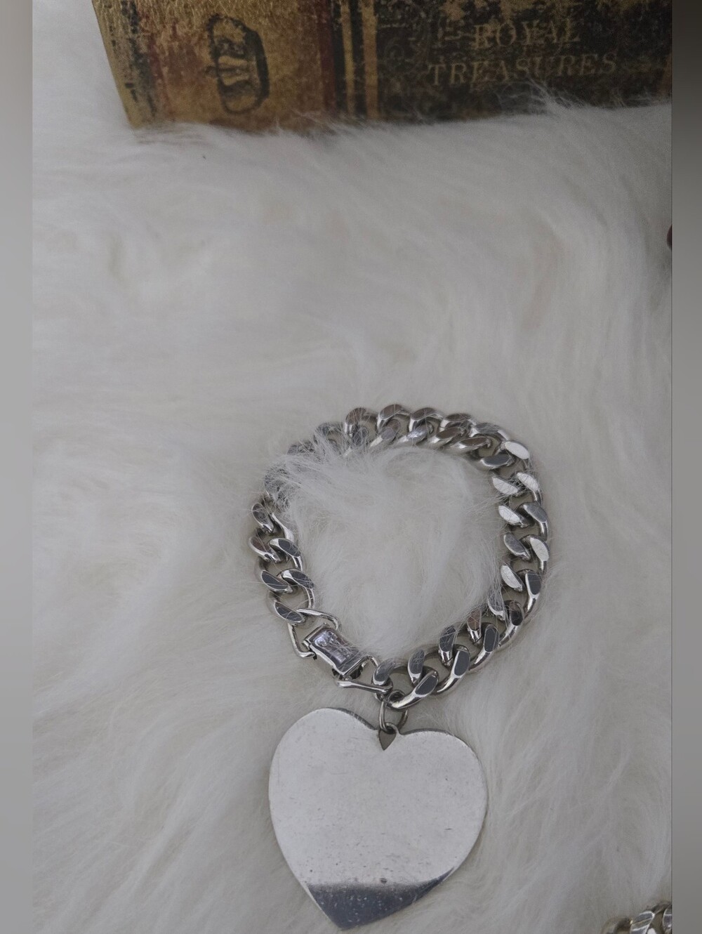 Sperry Silver Curb Chain Bracelet with Heart Charm